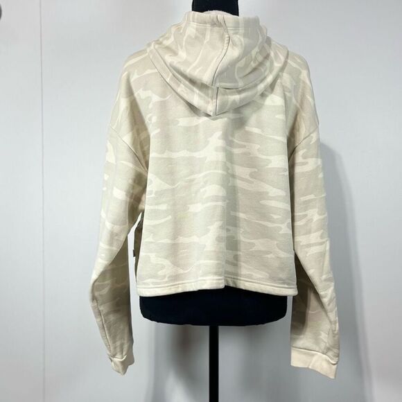 Puma Camo Cropped Hoodie Sweatshirt Sz Large Tan Cream Camouflage Khaki - Picture 6 of 16